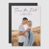 Moderne Script Foto Bruiloft Save The Date Magnetische Uitnodiging (Voorkant / Achterkant)