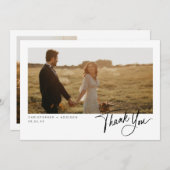 Moderne Script Foto Flat Wedding Dank u kaart (Voorkant / Achterkant)