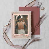 Moderne Script Foto Huwelijk bloemige Dankkaart Bedankkaart