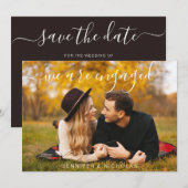 Moderne Script Foto Huwelijk Save The Date (Voorkant / Achterkant)