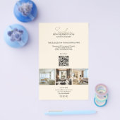 Moderne Script Foto QR Cream Professional Business Flyer (Enkel)