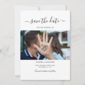 Moderne Script Foto Save The Date (Voorkant)