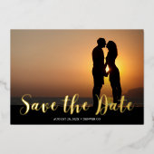 Moderne script foto save the date folie uitnodiging (Voorkant)