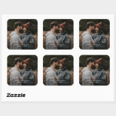 Moderne script foto save the date vierkante sticker (Vel)