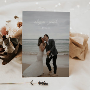 Moderne Script Foto Trouw Elopement Ontvangst Kaart