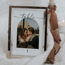 Moderne Script Foto Trouwtafel Nummers