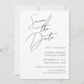 Moderne Script Funny Free Drinken Wedding Photo Save The Date (Achterkant)