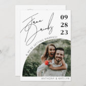 Moderne Script Funny Free Drinken Wedding Photo Save The Date (Voorkant / Achterkant)