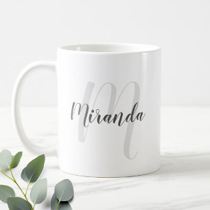 Moderne Script Gepersonaliseerd Monogram en Naam K Koffiemok