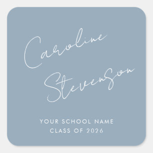 Moderne script gepersonaliseerde afstuderen stoffi vierkante sticker
