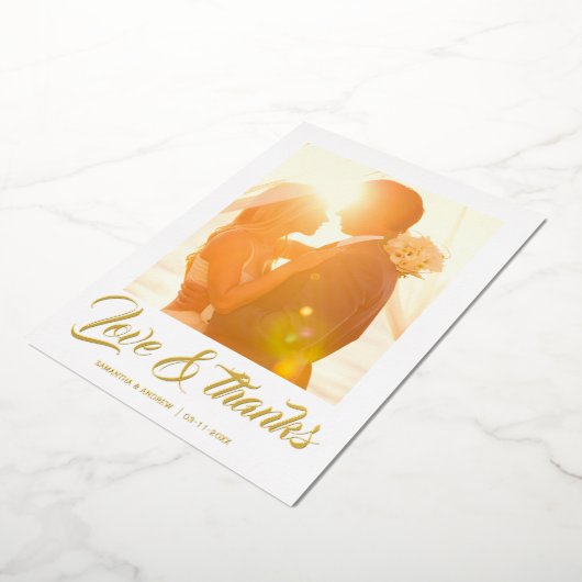 Moderne script gepersonaliseerde bruiloft bedankt folie uitnodiging (Gedraaid)