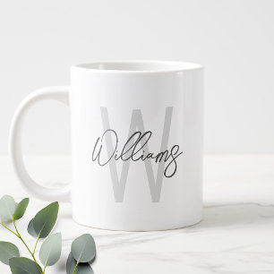 Moderne script gepersonaliseerde monogram en naam extra grote beker