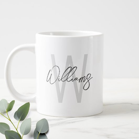 Moderne script gepersonaliseerde monogram en naam extra grote beker
