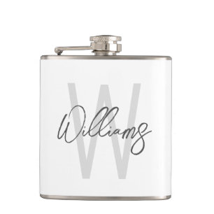 Moderne script gepersonaliseerde monogram en naam heupfles