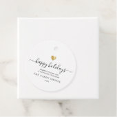 Moderne Script Gold Heart Happy Holiday Business Bedankjes Labels (In situ)