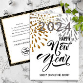 Moderne Script Gold Silver Fireworks Business Briefkaart