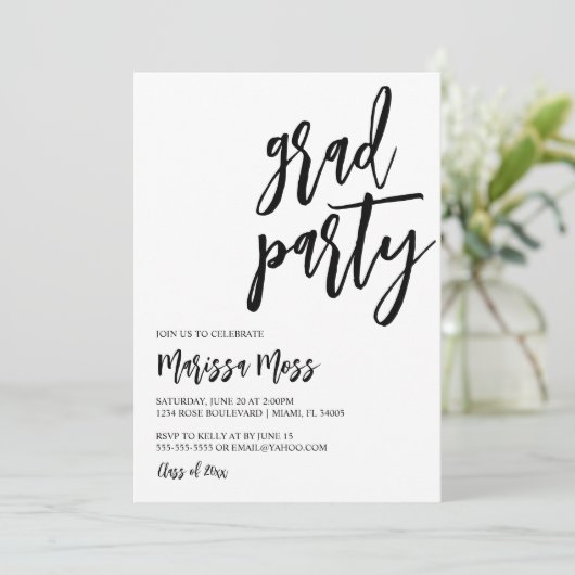 Moderne Script Grad Party Invitation (Debout devant)