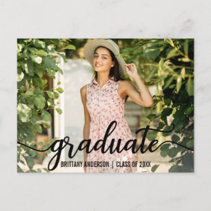 Moderne Script Graduation Party Invitation Photo