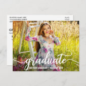 Moderne Script Graduation Party Invitation Photo W (Devant / Derrière)