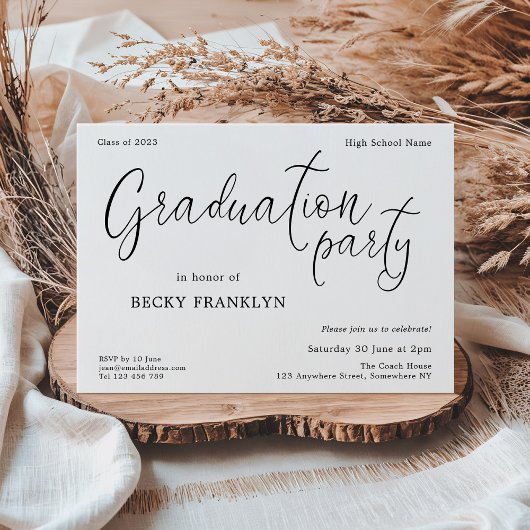 Moderne Script Graduation Party Kaart