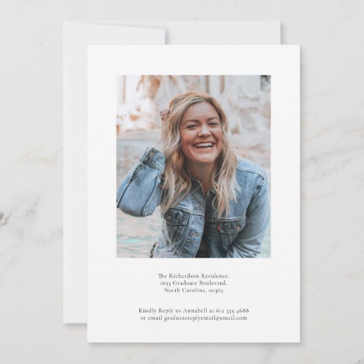 Moderne Script Graduation Photo Party Invitation (Dos)