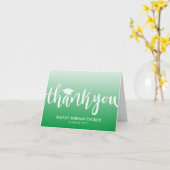 Moderne Script Green Afstuderen Dank u Kaart (Gele Bloem)