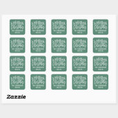 Moderne Script Green Merry kerst Custom Vierkante Sticker (Vel)