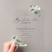 Moderne Script Groene Blad Afscheid Van De Meisjes Acryl Uitnodigingen (Insitu (Draagbaar))
