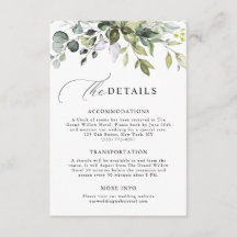 Moderne Script Groene Eucalyptus Trouwdetails