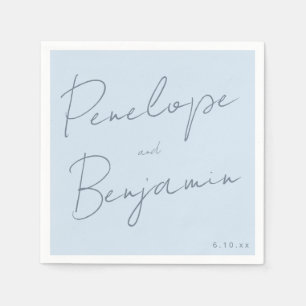 Moderne script handgeschreven zachte blauwe klassi servet