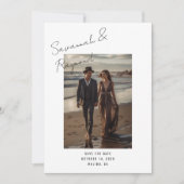 Moderne script handtekening stijl foto bruiloft save the date (Voorkant)