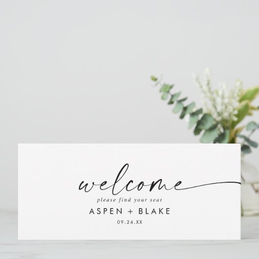 Moderne Script Hanging Seite Chart Welcome Header (Staand voorkant)