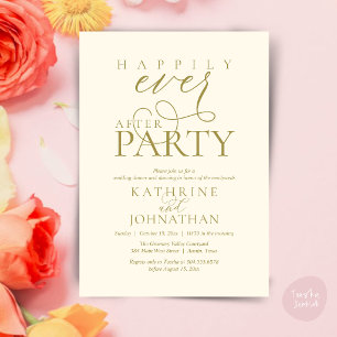 Moderne Script Happily Ever After Feest Elopement Kaart