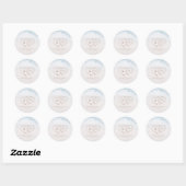 Moderne Script Harten Monogram Strand Bruiloft Fav Ronde Sticker (Vel)