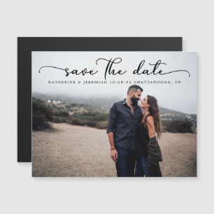 Moderne Script Huwelijk Save the Date Magnetische Uitnodiging