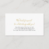 Moderne Script Instapkaart Ticket Mini QR RSVP Informatiekaartje (Achterkant)