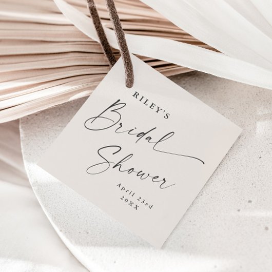 Moderne Script Ivoor Boho Bruidsdouche Bedankjes Labels