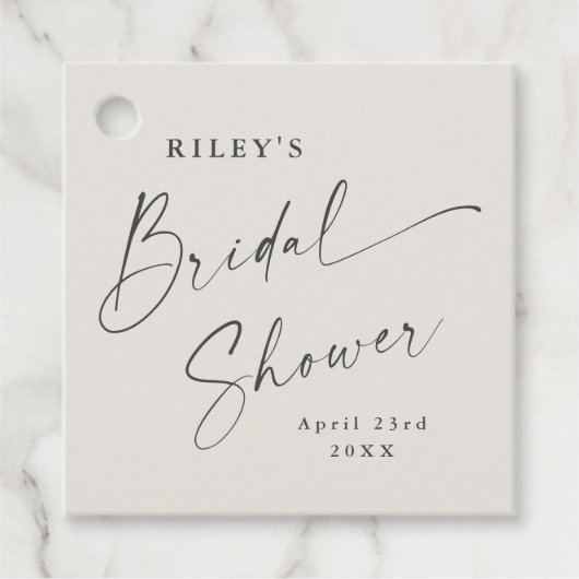 Moderne Script Ivoor Boho Bruidsfeest Bedankjes Labels (Voorkant)