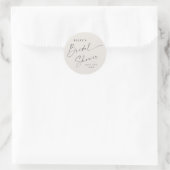 Moderne Script Ivoor Boho Bruidsfeest Ronde Sticker (Tas)