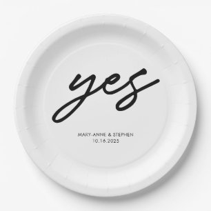 Moderne Script Ja Verloving Wedding Party Papieren Bordje