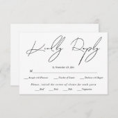 Moderne script kalligrafie zwart op witte bruiloft RSVP kaartje (Voorkant / Achterkant)