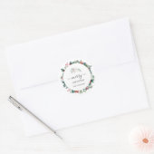 Moderne Script Kerst Botanicals Mistletoe Ronde Sticker (Envelop)