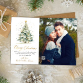 Moderne Script Kerstboom 2 Foto Kerstmis Feestdagenkaart