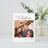 Moderne script kerstfoto's met vrolijk kerstfeest briefkaart (Staand voorkant)