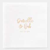 Moderne Script Koppels Naam Aangepaste Trouw  Folie Servetten (Voorkant)
