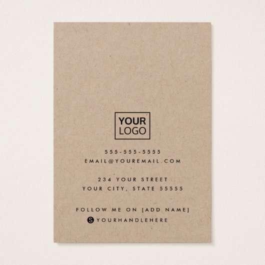 Moderne script Kraft paper earning display card Visitekaartje (Achterkant)
