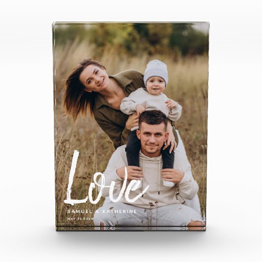 Moderne Script "Liefde" Aangepaste Familie Fotoblokken (Voorkant)