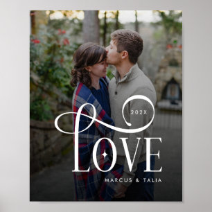 Moderne Script Liefde Aangepaste Verloving Foto va Poster
