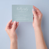 Moderne Script Light Blue Budget Wedding RSVP Flyer (Hand)