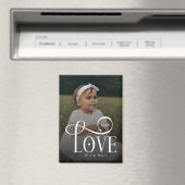 Moderne Script Love Aangepaste Nieuwe Baby Foto Magneet (Insitu (Vaatwasser))